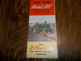 Vintage John Deere Model " Ar " Standard - Tread Tractor Brochure,  1951