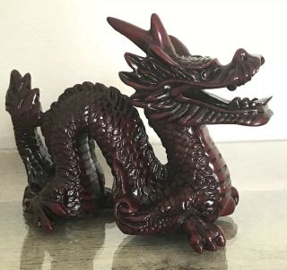 Mythical Dragon Figurine Red Cast Resin Fantasy Statue Figurine