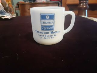 Rare Thompson Motors Coffee Mug St Marys Pa Chrysler Plymouth Dealership