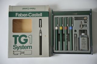 Faber Castell Tg - 1s Set Of 4 Drafting Technical Drawing Pens W.  Germany 454 104