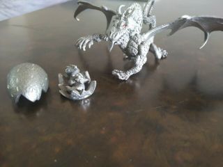 Pewter Mother And Baby Dragons Egg Figurine Rawcliffe 1733 & 3010 From 1992