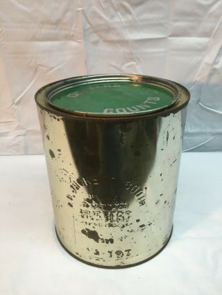 Vintage Jackson Booth 1 Gallon Oyster Tin Can With Green Lid Va 197