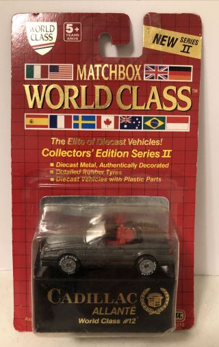 Vintage 1989 Matchbox World Class Cadillac Allante 12 Series Ii Grey Car