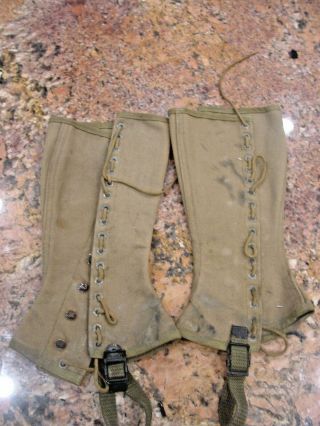 Wwii Ww2 Us Army Military Canvas Boot Leggings,  Gatters,  Size 2r
