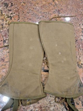 WWII WW2 US Army Military Canvas Boot Leggings,  Gatters,  Size 2R 2