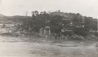 Wwii Across River Of Hankow China Us Navy Sailors Snapshot Black & White Photo