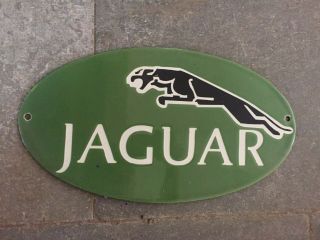 Porcelain Jaguar Enamel Sign Size 14.  5 " X 8 " Inches