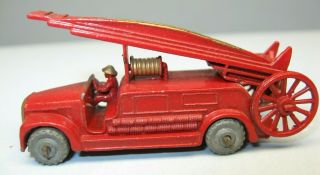 1950 ' s Moko Lesney No.  9,  Fire Ladder Truck,  Grey Metal Wheels,  No Box, 3