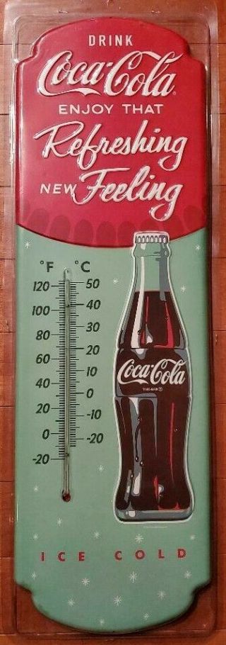 Large Vintage Metal Coca Cola Coke Thermometer Sign 27”