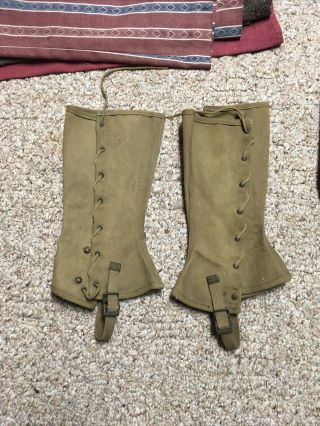 Vintage Wwii Canvas Leggings,  Gaiters Spats Boot Covers.
