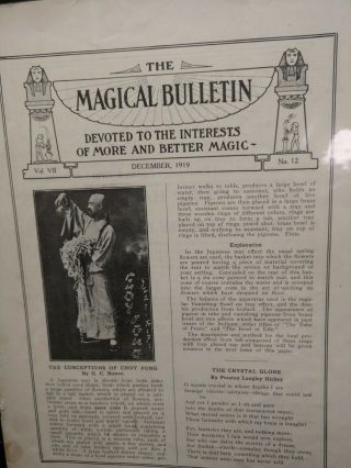 Choy Fong Thayer Magic - The Magical Bulletin Vol.  Vii No.  12 Issue 1919
