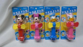 Rare Pez Disney Cooling Fans Set/4 Mickey Minnie Donald Daisy 05 Japan - See Info