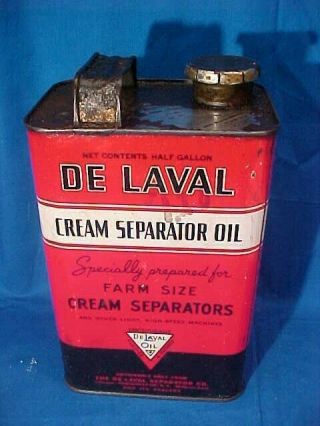 Vintage Delaval Cream Separator Oil Advertising Tin 1/2 Gallon