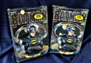 (2) Batman Cereal Box Nos With Bank Ralston Purina Collectible Dc Comics