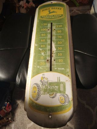 Vintage John Deere Quality Farm Equipment Outdoor Thermometer 27 1/4 X 8 1/4 "
