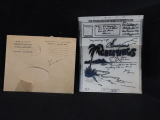 U.  S.  Sailor Ww2 1944 Christmas V - Mail From Guam,  The South Pacific