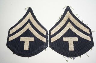 Tech 5 Corporal Rank Chevrons Woven Twill Patches Pair Wwii Us Army P1722