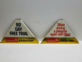Vintage Delco Pleasurizer Single Sided Metal Advertising Sign For Shock Absorber