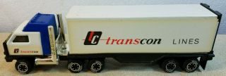 Vintage 1980s Tonka Corp.  Transcon Lines Metal Toy Truck 10 1/2 " Long