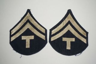 Tech 5 Corporal Rank Chevrons Woven Twill Patches Pair Wwii Us Army P1721