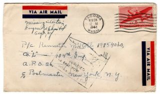 Wwii Mia Pow Return To Sender Cover 104th Infantry 26th Division 1944