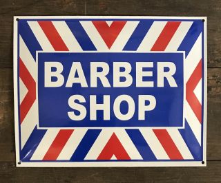 Barber Shop Vintage - Style Porcelain Metal Sign