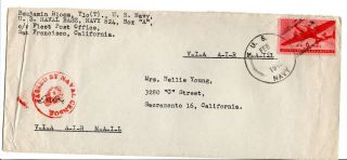 Wwii 1945 Navy 824 Cover Kwajalein Us Naval Base Censored