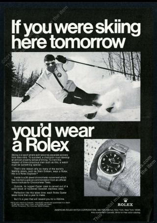 1969 Rolex Explorer Watch Stein Eriksen Skiing Skier Photo Vintage Print Ad