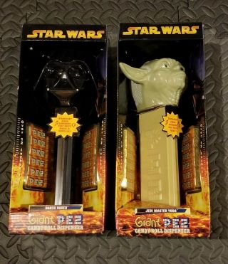 Star Wars Darth Vader & Yoda Giant 12 " Pez Candy Roll Dispenser Nib Ex