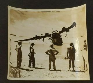 U.  S Navy Ww2 Official Military Photo Vintage World War 2 Destroyed Aircraft