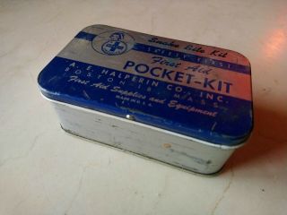 Vintage A E Halperin Co Snake Bite Kit Pocket First Aid Tin Full
