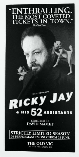 Ricky Jay 52 Assistants Flyer For Old Vic Theatre London Last One