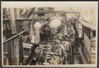 Cd5 China - Japanese War Photo Japan Army In Transport Ship