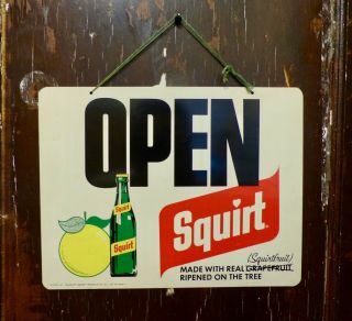 Vintage Squirt Soda 1971 Open Closed Double Sided Store Sign Plastic 13 " X10 "