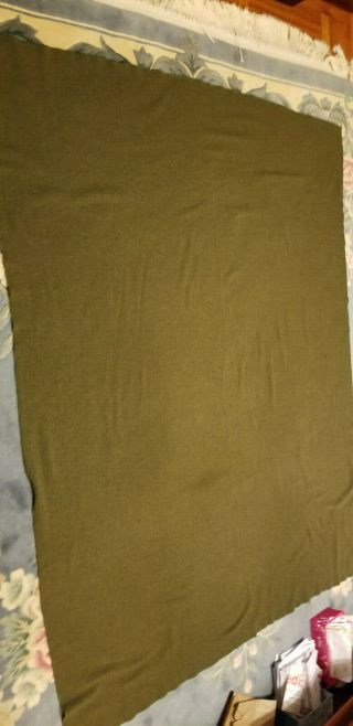Vintage Army Olive Green 100 Wool Blanket From Wwii / Very Warm Twin