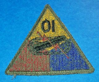 Salty Cut - Edge Greenback Ww2 10th Armored Division Patch Off Uniform