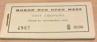 Military Trade Token Chit Complete $10 Book Spain Moron Nco Open Mess A