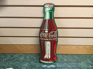 Vintage Metal Coca Cola Thermometer Sign 16” 3