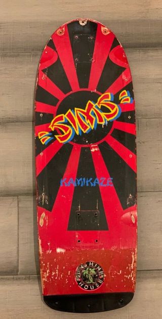 Vintage Sims Kamikaze Og Skateboard 80s Deck Alva Dog Town Santa Cruz Sims