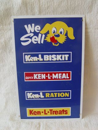 16 " We Sell Ken - L Ration Dog Food Pet Biskit Treats Metal Advertising Sign