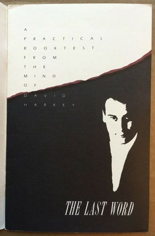 Vintage 1988 The Last Word By David Harkey A Practical Booktest Magic Trick Book