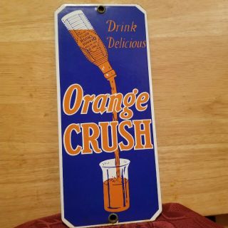 Vintage Orange Crush Fountain Drink Soda Pop Porcelain Service Station Sign