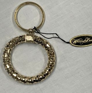 Vintage Whiting And Davis Large Goldtone Mesh Key Ring Chain 3794k G