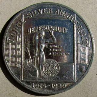 Very Rare Nos Silver 1939 Dodge Brothers 25th.  Anniversary Token Or Medal F829