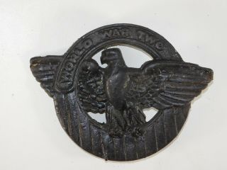 Antique WW2 WWII Cast Iron Eagle World War Two VFW Building Wall Plaque Display 2
