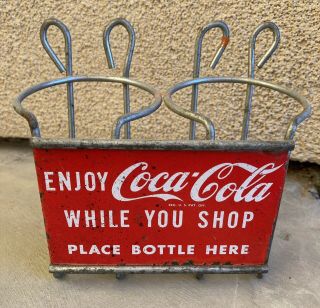 Vintage 1950’s Enjoy Coca - Cola While You Shop Shopping Cart Soda Bottle Holder