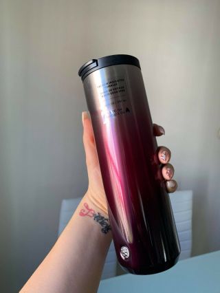 Starbucks 20oz Stainless Steel Ombre Berry Red Hot Cold Drinks Tumbler Rare