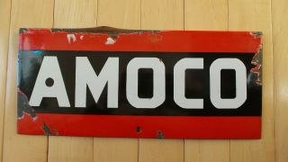 Vintage Amoco Oil Co Porcelain Gas Pump Plate Sign -
