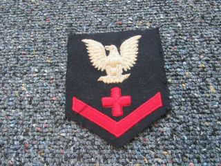 Wwii Us Navy Po3 Hospital Corpsman Rate Patch On Blue Rr Item