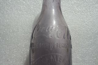 Vtg Straight Sided Coke Cola Bottle Fort Meade Fla Bottling Slug Amethyst 2